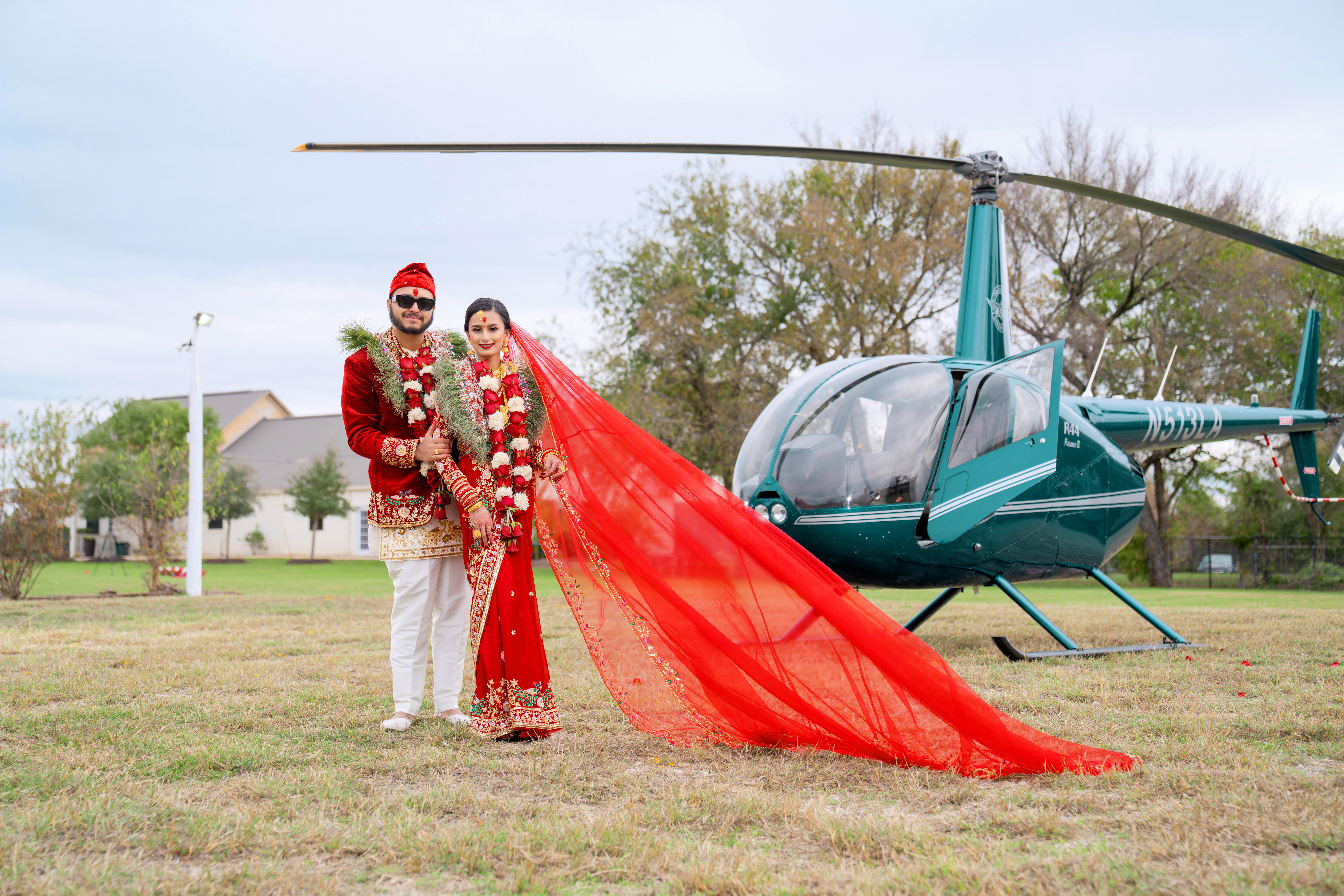 Helicopter wedding grand entrance at Dahal Event Planner founder's wedding